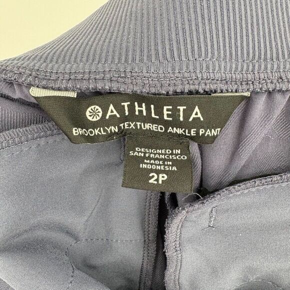 ATHLETA Brooklyn Textured Ankle Pant Size 2P Leopard Medieval Violet #980401 - Picture 7 of 9